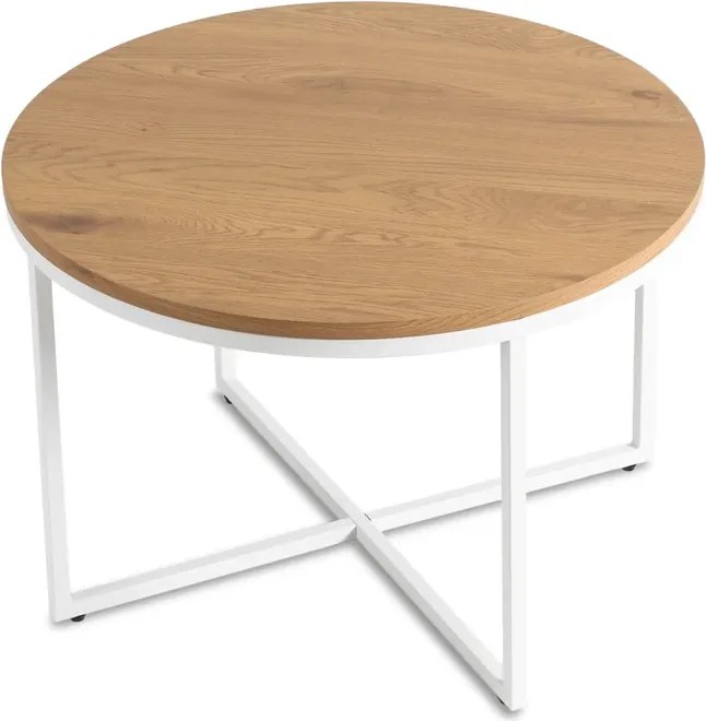 Stolik Kawowy HANTEL 70 cm Dąb Złoty/Biały Skandynawski