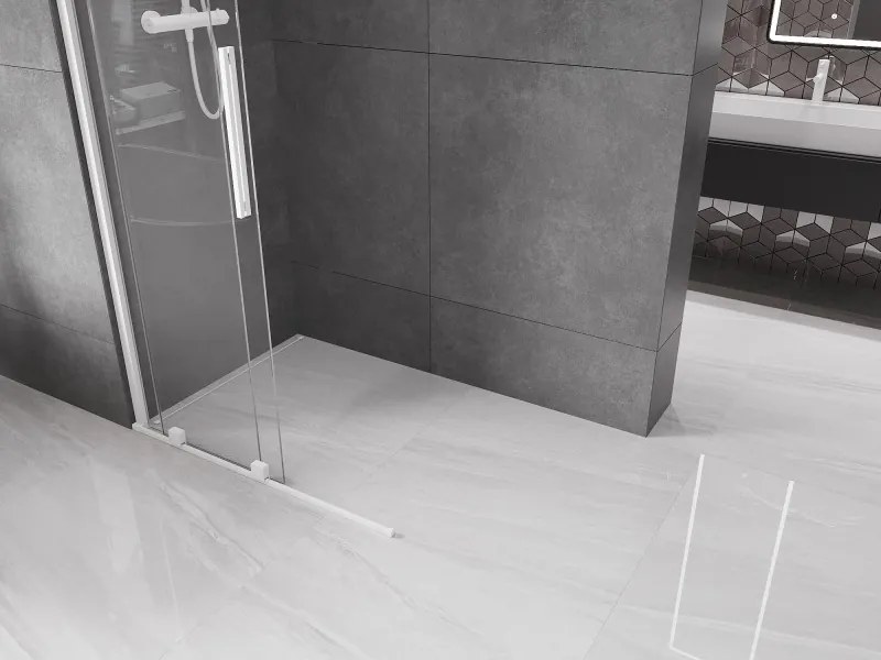 Mexen Velar ścianka prysznicowa rozsuwana Walk-in 120 x 200 cm, transparent 8 mm, biała - 871-120-000-03-20