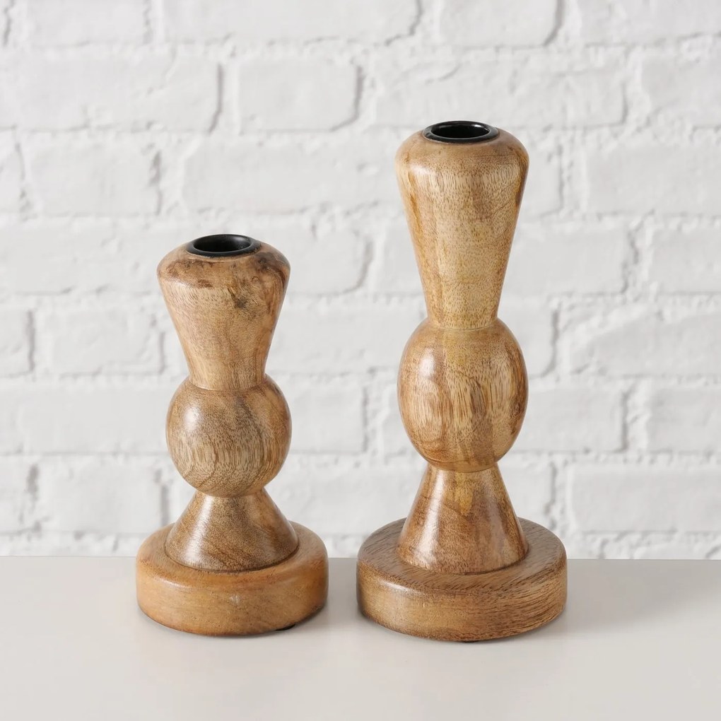 Drewniany świecznik, KESSA, 16 - 20,5 cm, 2 sztuki