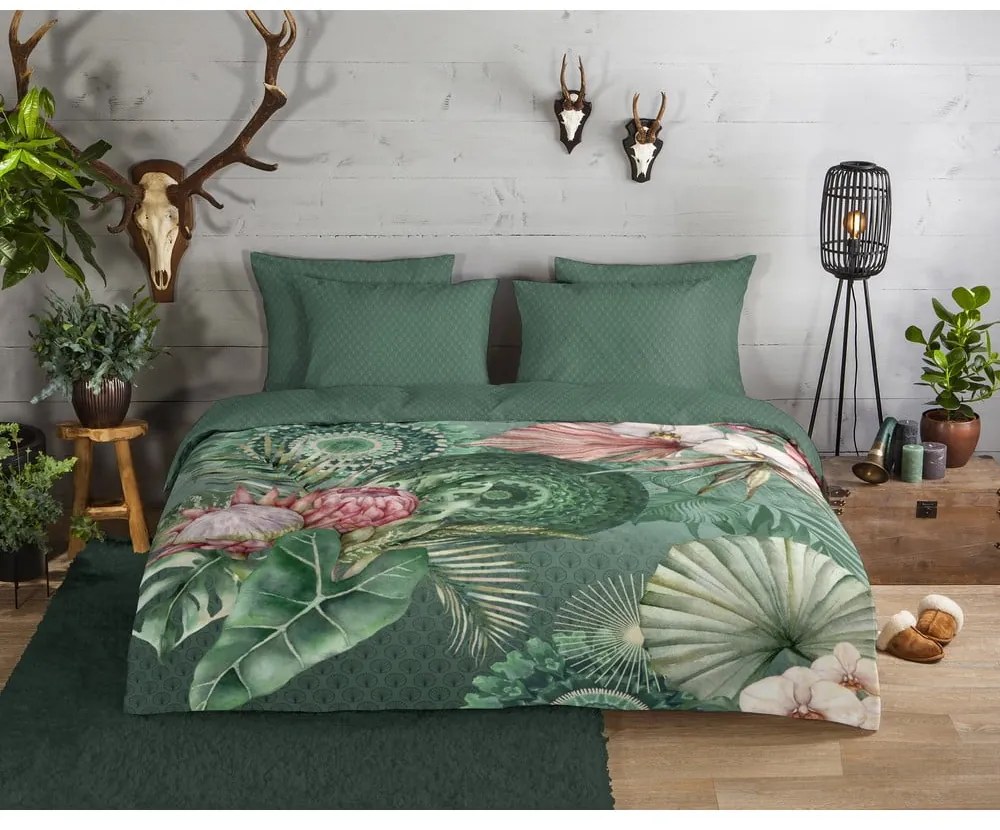 Zielona flanelowa pościel jednoosobowa 140x200 cm – HIP