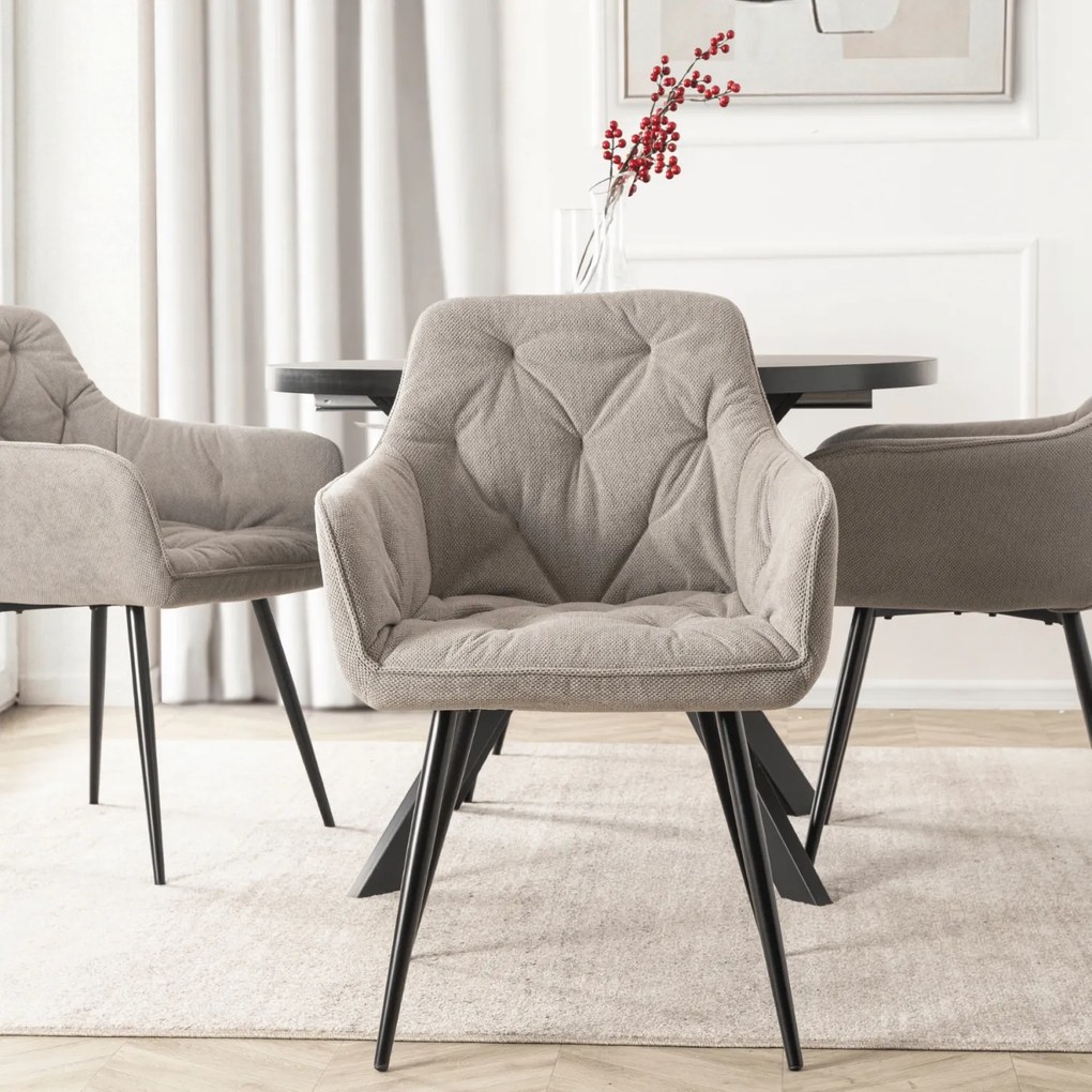 Krzesło Tapicerowane do Salonu MODESTO Szare Nowoczesne Loft