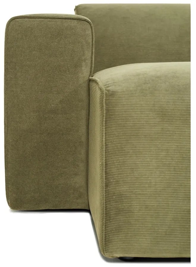 Zielona sztruksowa sofa modułowa w kształcie litery "U" Scandic Sting, lewostronna