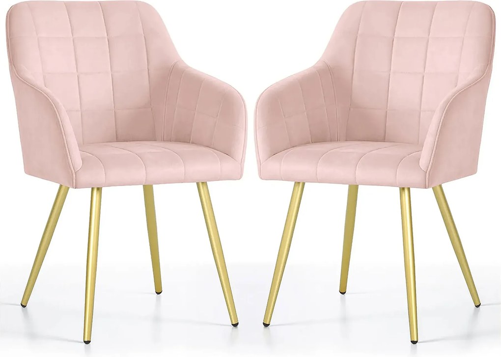 Zestaw 2 różowych krzeseł welurowych - Cormelis 5X