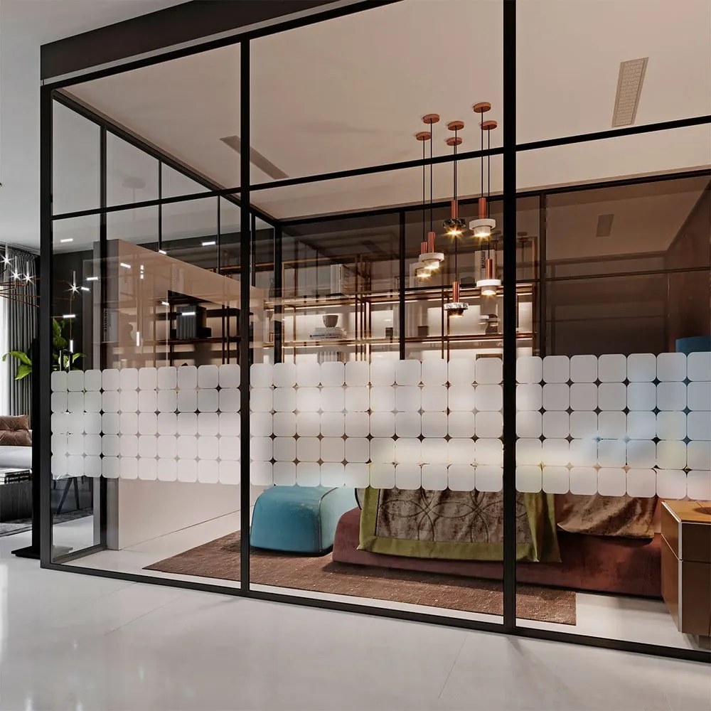 Zestaw naklejek na okno 50 szt. 10x10 cm Square Blackout – Ambiance