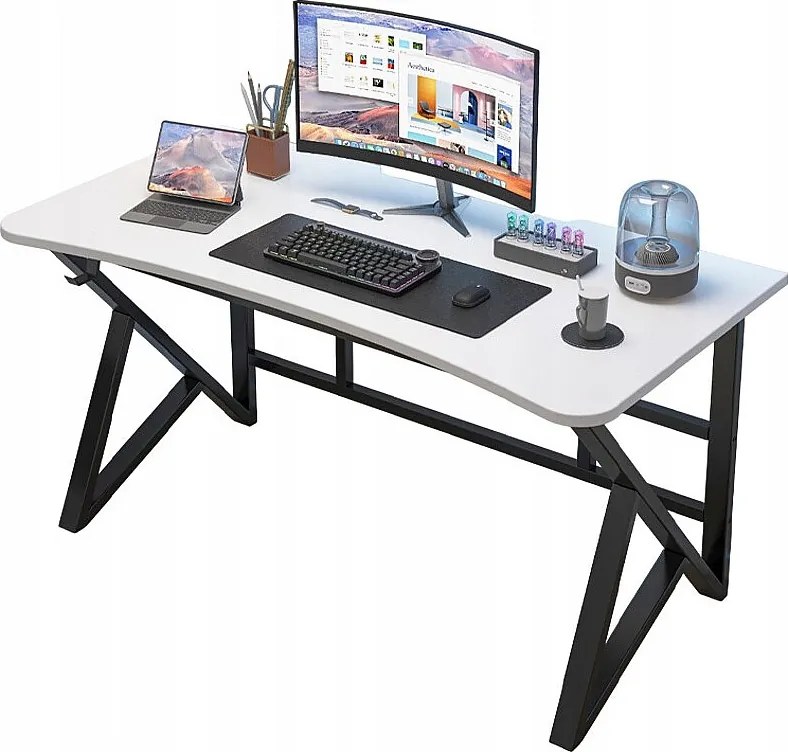 Biurko komputerowe białe gamingowe nowoczesne dla gracza duże loft 120 cm