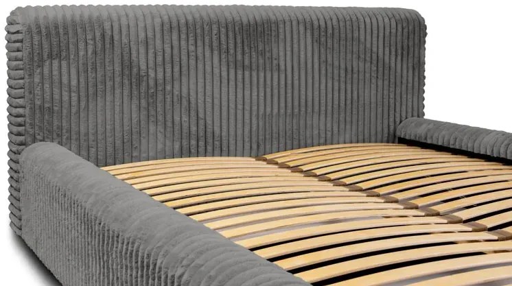 Szare łóżko tapicerowane z miękkim zagłówkiem T0-A95