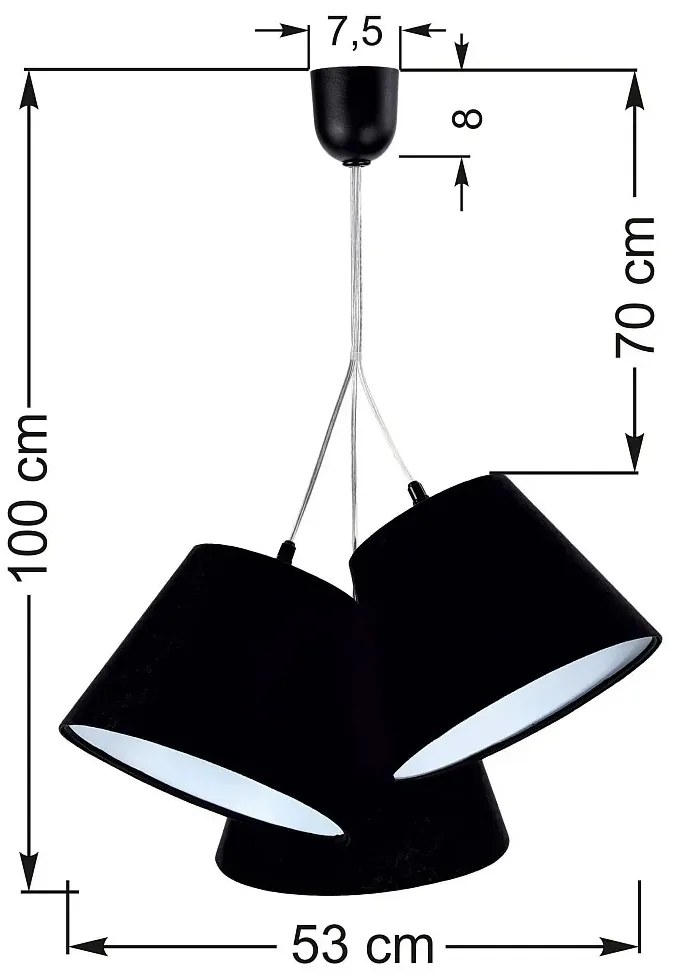 Czarno-biała potrójna lampa wisząca dzwonki F0-B08