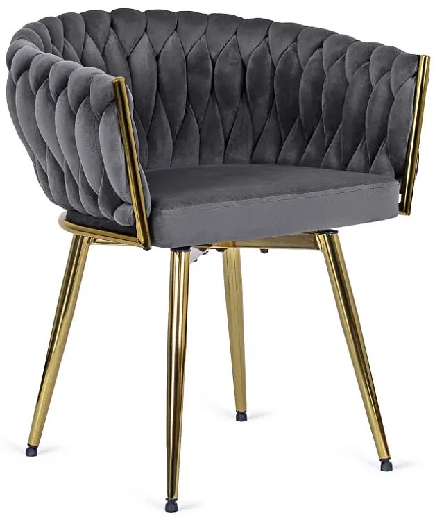 Szare obrotowe krzesło welurowe glamour M8-G37