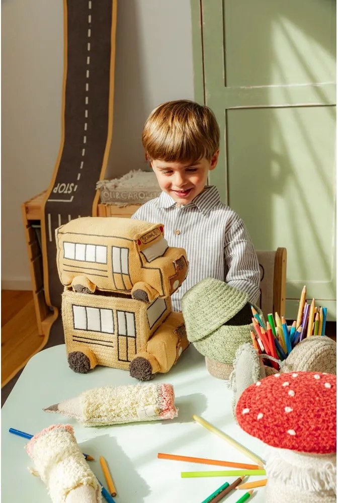 Tekstylny dziecięcy kosz na zabawki w kolorze ochry 22x19x15 cm School Bus – Lorena Canals