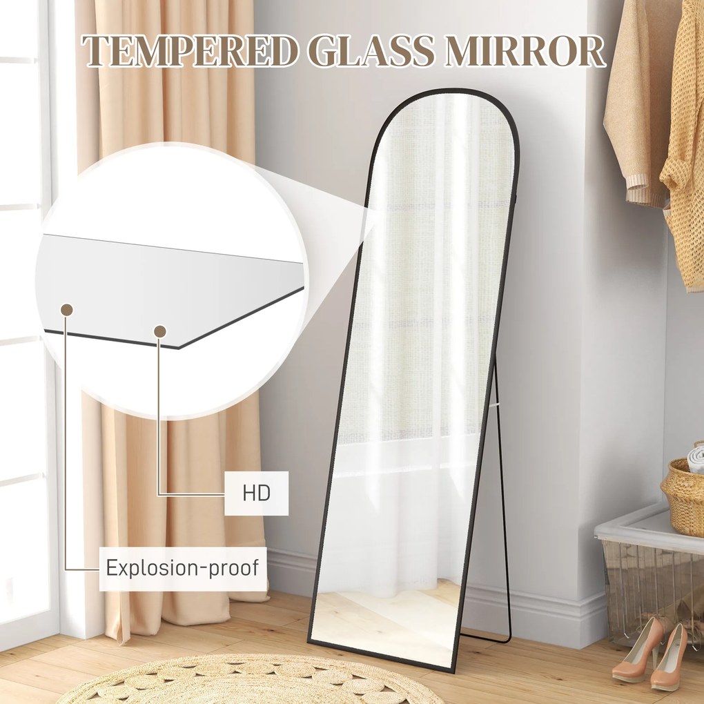 HOMCOM Duże lustro stojące całociałowe nowoczesny design czarna rama 50x1615 cm | Aosom PL