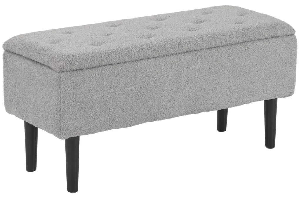 HOMCOM Ławka do Siedzenia z Przestrzenią do Przechowywania, do 120kg, Wygląd Aksamitu, 95x38x45cm, Szara