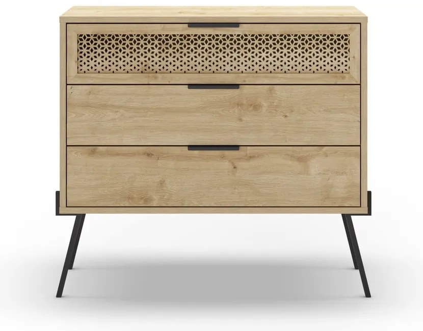 Niska komoda w dekorze dębu 90x83 cm Ecrin – Marckeric