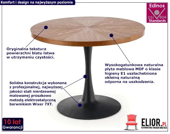 Okrągły industrialny stół z 3 krzesłami - Forseto