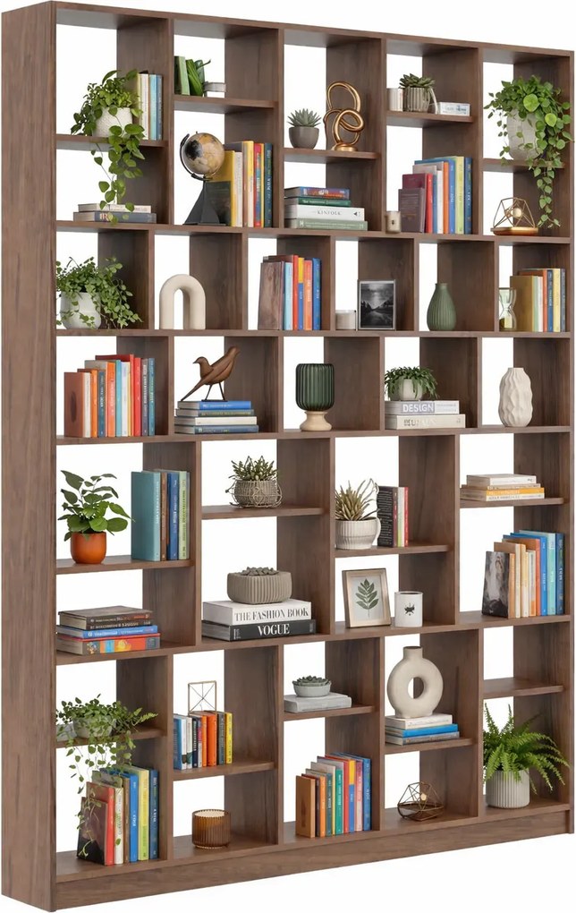 Orzechowy regał wysoki typu biblioteczka W9-D21