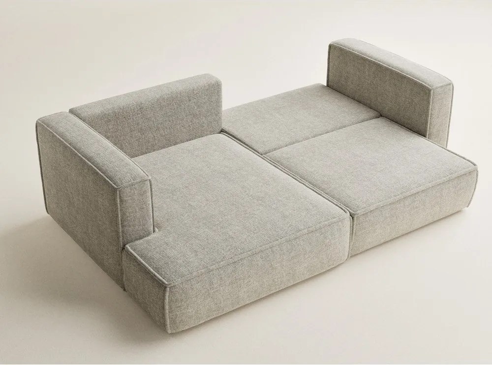 Beżowy rozkładany narożnik ze schowkiem z tkaniny szenilowej (lewostronny/z szezlongiem) Velto – Maison de Rêve