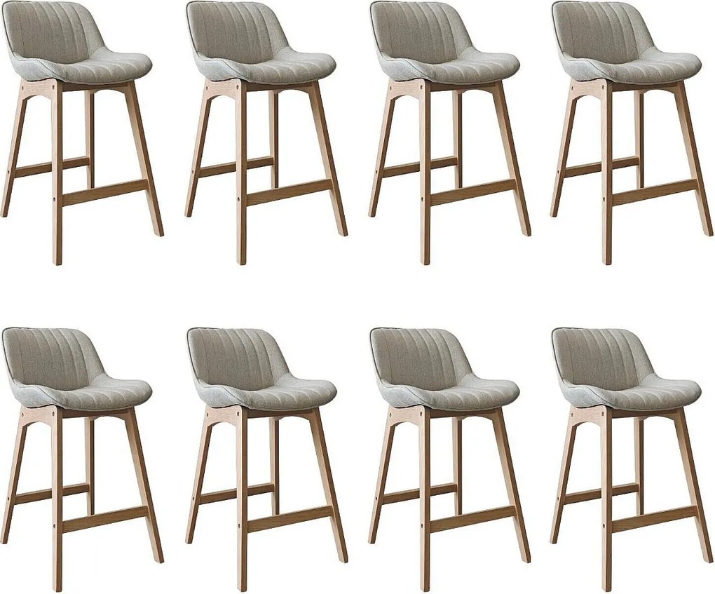 Komplet dębowych krzeseł wyspowych i barowych z siedziskiem z tkaniny MELLOW o szerokości 65 cm