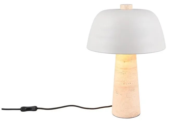 Biała/beżowa lampa stołowa z metalowym kloszem (wysokość 41 cm) Timba – Trio Select