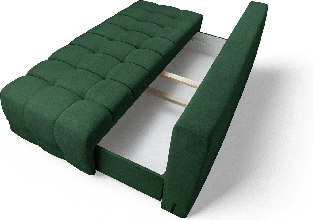 Kanapa Tuko rozkładana z pojemnikiem - zielona dzianina Freya 210-09