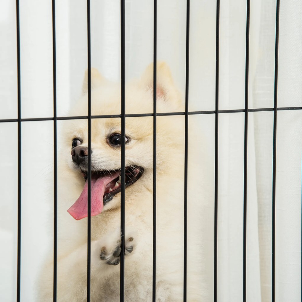 PawHut Składana bramka ochronna dla psów drewniana i stalowa biała 305x35x82 cm | Aosom PL