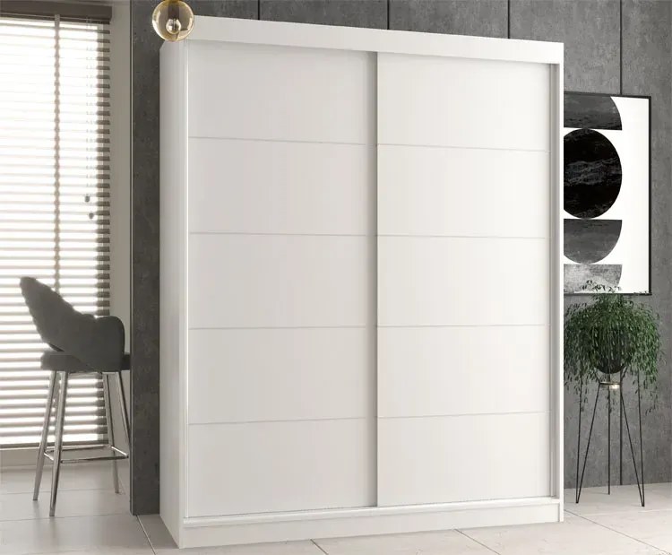 Biała Szafa Przesuwna Z Półkami I Drążkiem 160 Cm A2-A43