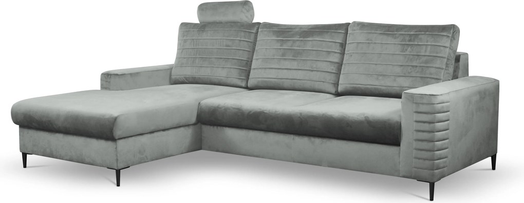 Masseno Narożnik GRIFO z funkcją spania i pojemnikiem na pościel Narozniki L, Rozkładana sofa - Jasnoszary, VELLUTO GREY 16