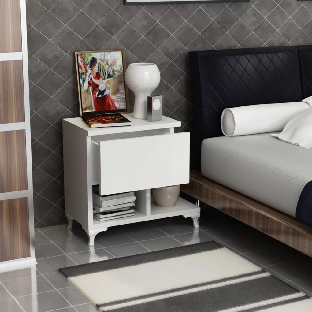 Stolik nocny Cast White