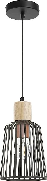Lampa sufitowa BAGUET w nowoczesnym stylu - wys. 120 cm x g?. ø16 cm - E27 42W - ip20 - stal i drewno - czarny