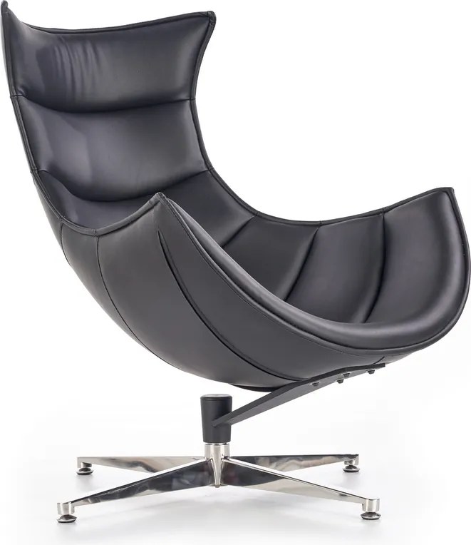 Czarny fotel wypoczynkowy ze skóry Luxor