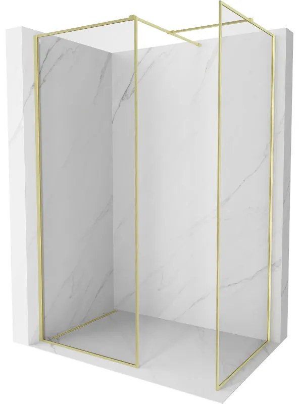 Mexen Kioto-XF ścianka prysznicowa Walk-in z ramką 120x100 cm, transparent 10 mm, złota szczotkowana - 800-120-202-04-55-100-XF