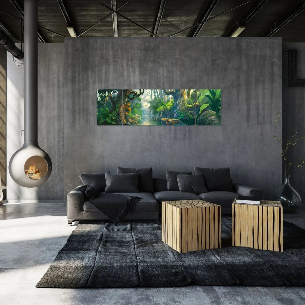 Obraz - Ilustracja lasu tropikalnego (170x50 cm)