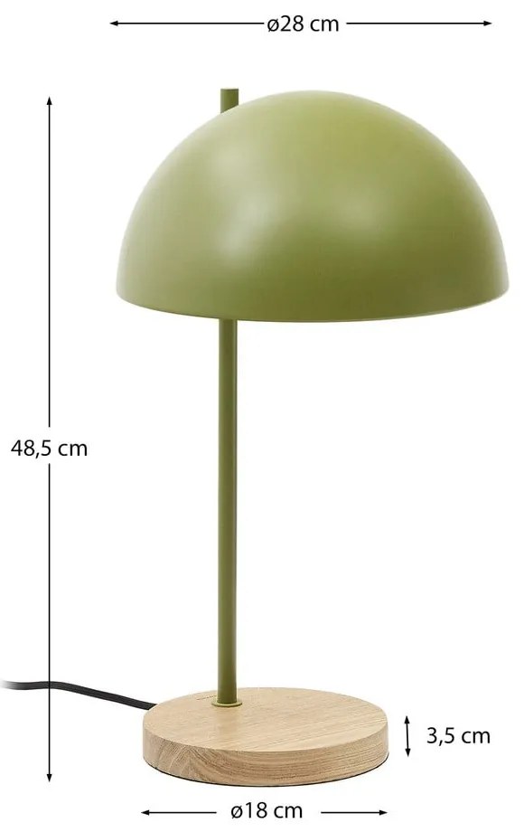 Zielona/w naturalnym kolorze lampa stołowa z metalowym kloszem (wysokość 48,5 cm) Catlar – Kave Home