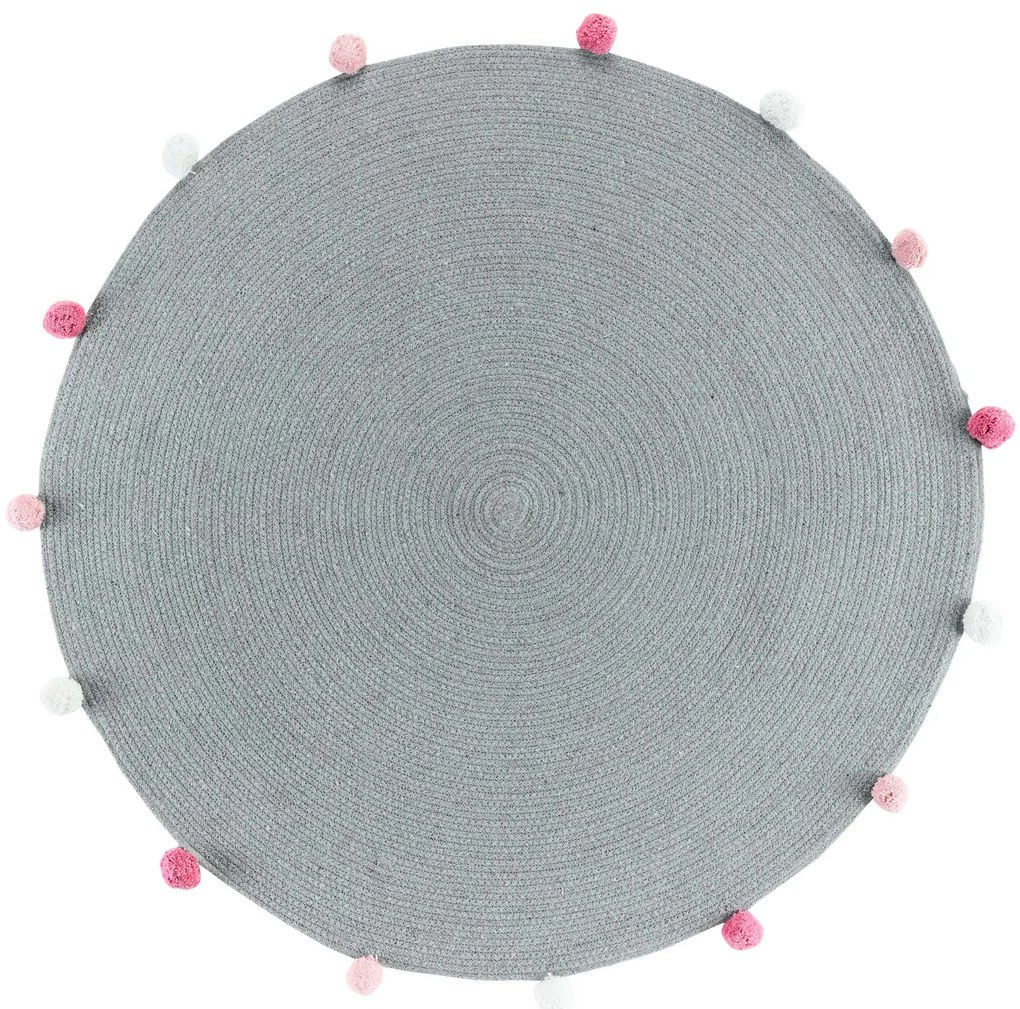 Okrągły dywanik z pomponami POMPOMPARTY, Ø 90 cm
