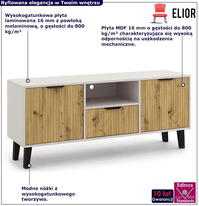 Szafka pod tv na nóżkach kaszmir + dąb artisan W3-D98