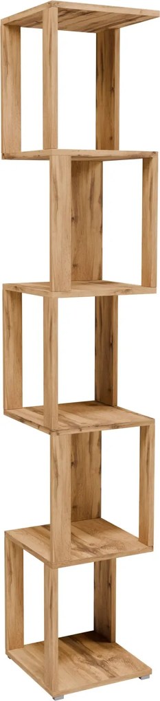 Wąski ażurowy regał do salonu typu słupek dąb wotan K1-R14