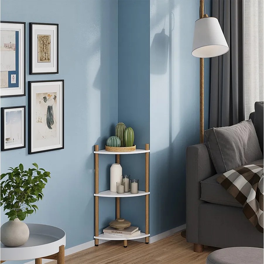 Półka narożna biały/sosna 29x29x72 bivio