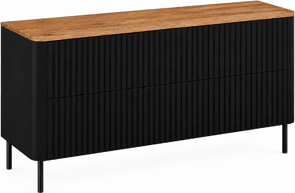 Szafka łazienkowa 120, Czarny, blat dąb craft, nogi czarne, 120,8 x 44,2 x 65 cm