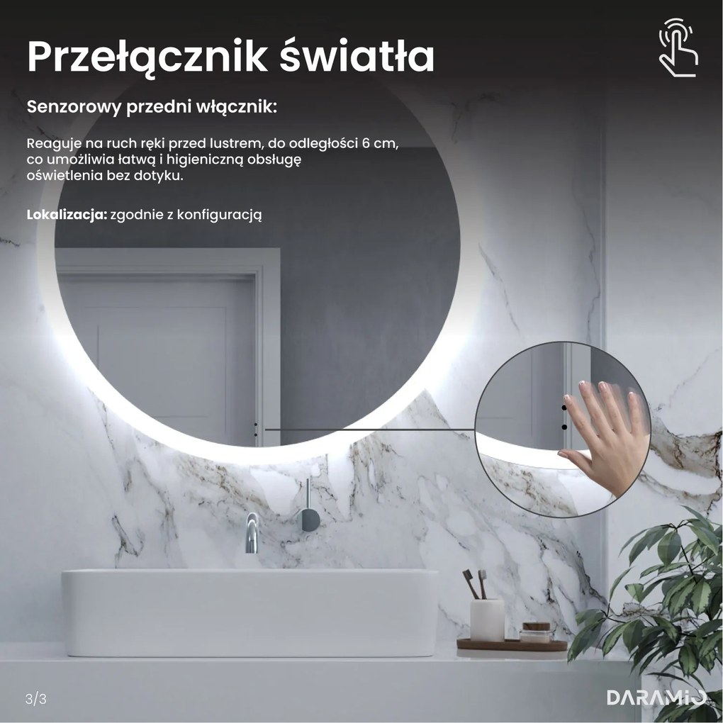 Okrągłe lustro łazienkowe LED E1