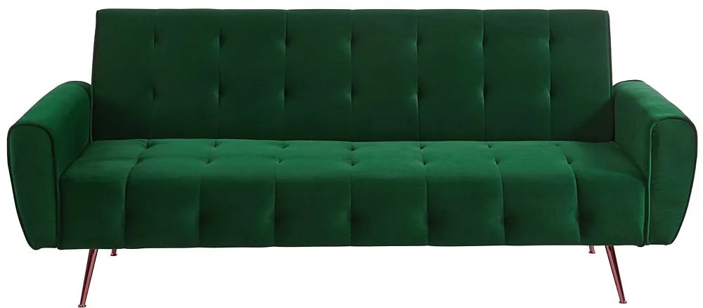 3-osobowa kanapa z funkcją spania rozkładana z weluru POLANI - Kolor zielony