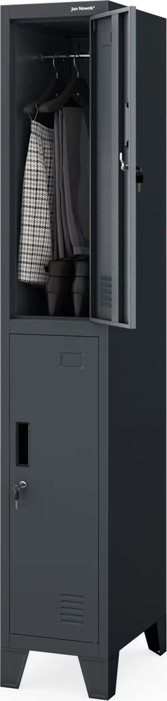 Szafka BHP ubraniowa pracownicza antracytowa BARTEK 1 Plus 292 x 1720 x 450 mm