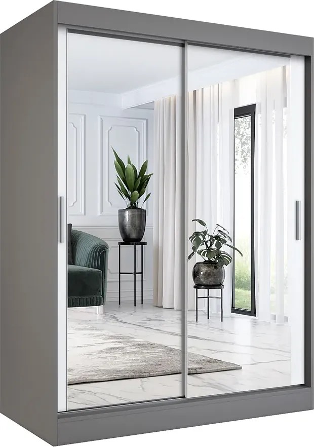 Szafa przesuwna z lustrem 150 cm antracyt + biały B9-Z12