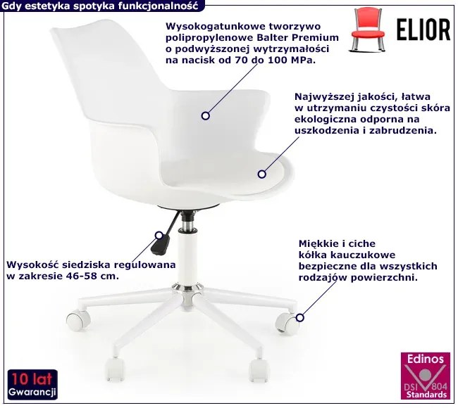 Młodzieżowy Fotel Biały Obrotowy B5-S34
