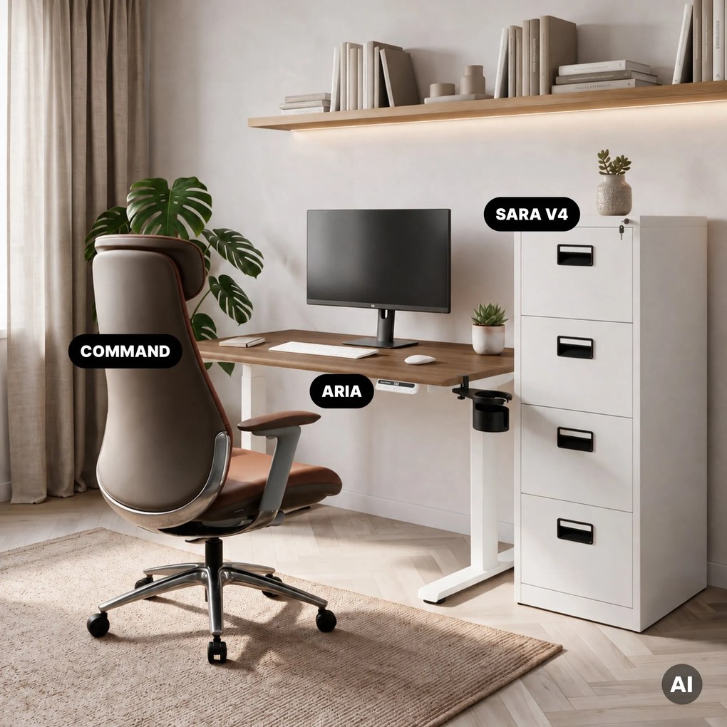 Biurko elektryczne z regulacją wysokości ergonomiczne białe/orzech,1200x600 mm: ARIA