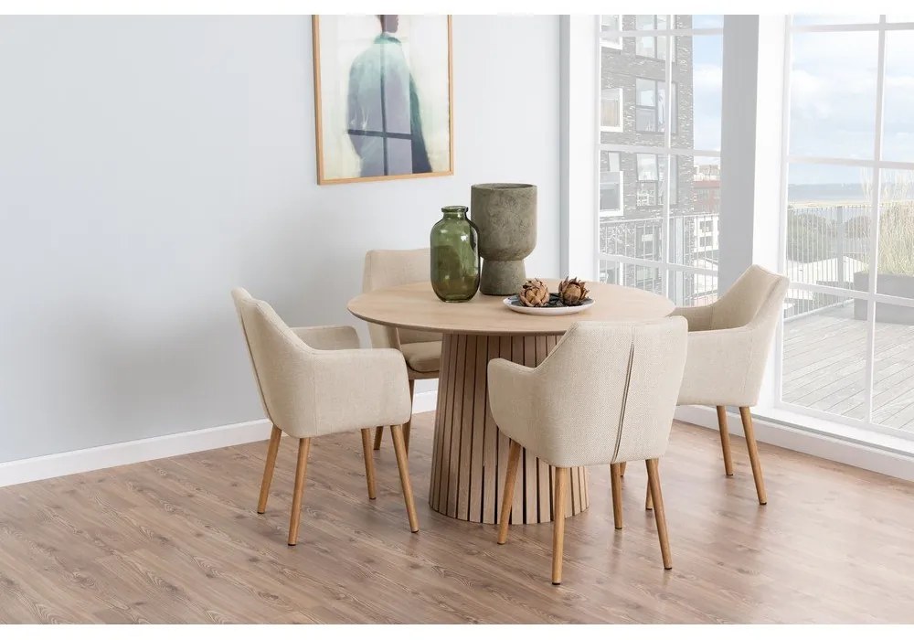 Stół do jadalni z jasnym fornirem dębowym Actona Christo, ø 75 cm