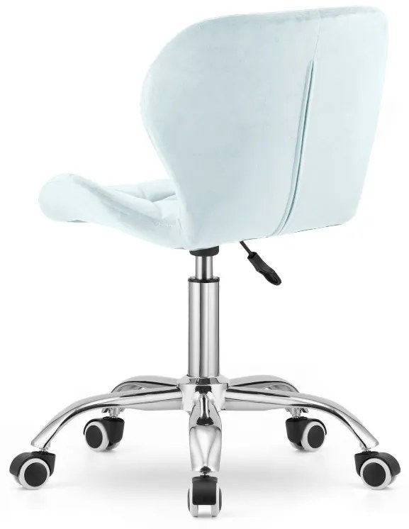 Zestaw do biura – składany stół ZARIMO 80×40 cm biały + krzesło biurowe AVOLA VELVET jasnoniebieskie