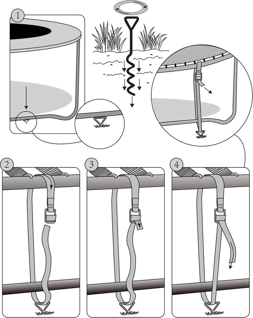 Zestaw kotew do ziemi, 4 sztuk, 42,5x8,5cm, srebrna Monzana