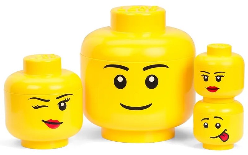 Żółte pudełko w kształcie głowy LEGO® boy, 10,5x10,6x12 cm