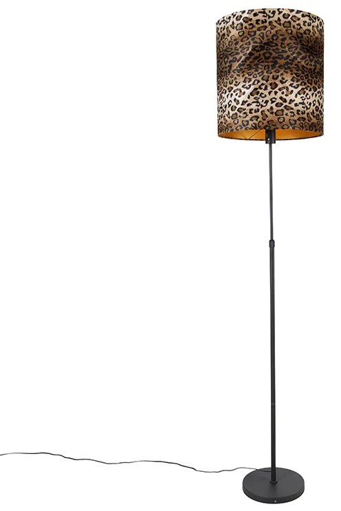 Lampa stojąca czarna klosz w leoparda 40 cm - Parte klasyczny/Antyczny Oswietlenie wewnetrzne