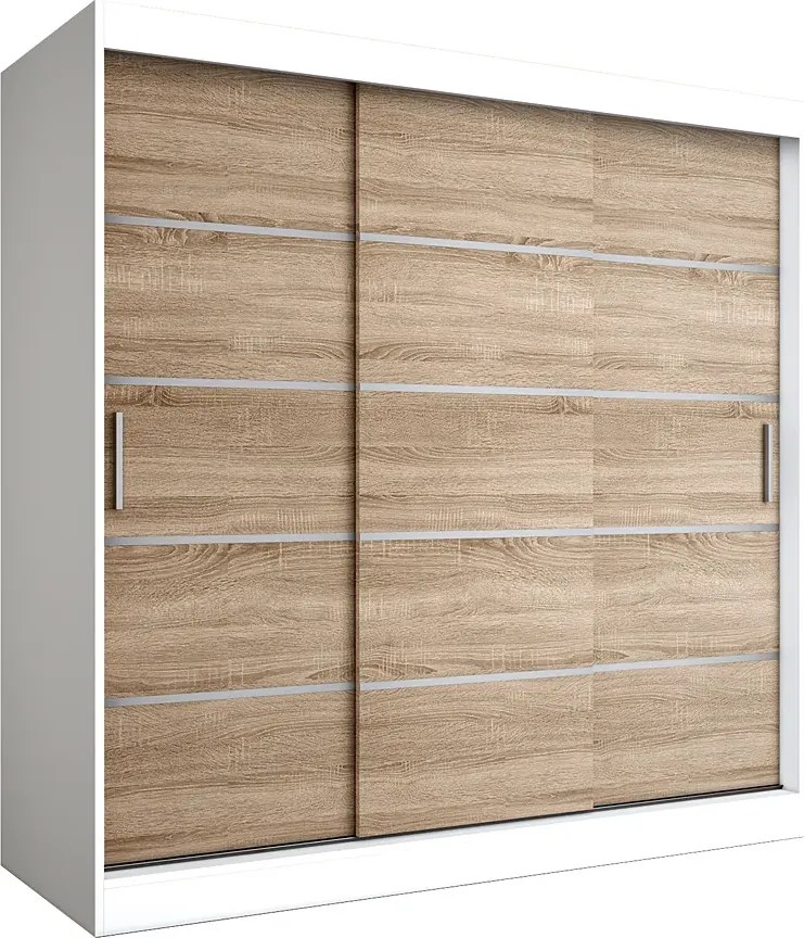 Szafa przesuwna biały + dąb sonoma 200 cm L2-N05