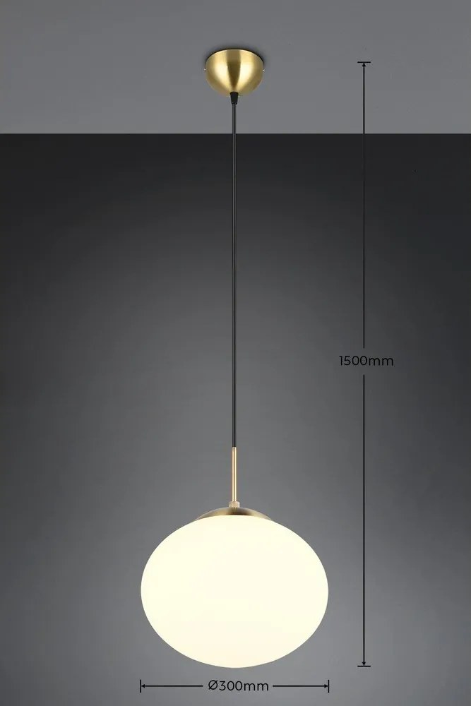 Lampa wisząca w biało-złotym kolorze ze szklanym kloszem ø 30 cm Fomento – Trio