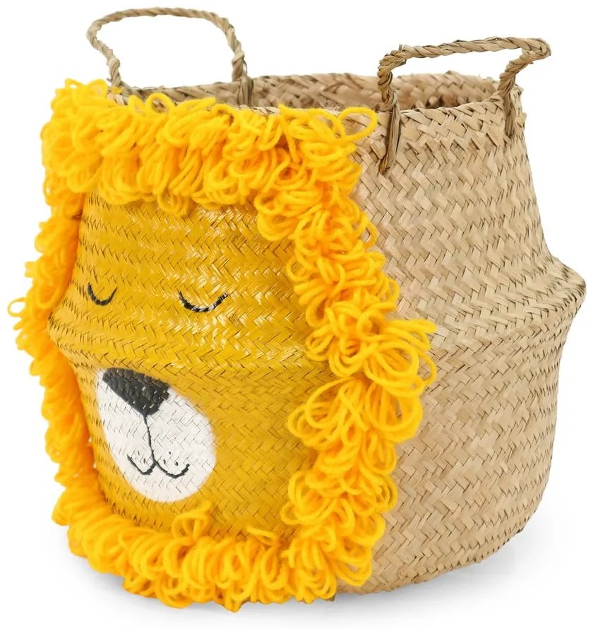 Żółto-naturalny kolorze dziecięcy kosz na zabawki z trawy morskiej ø 30x28 cm Lion – Compactor